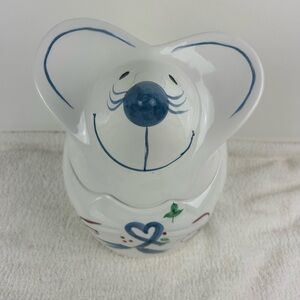 VTG 1990's CKA Ceramic Mouse Cookie Jar with Hand Painted Accents